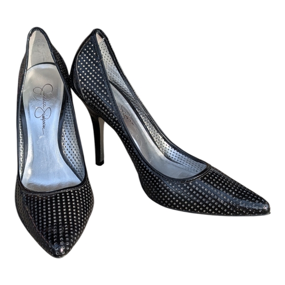Jessica Simpson Shoes - Jessica Simpson Black Perforated Pointed-Toe Stiletto Pumps
